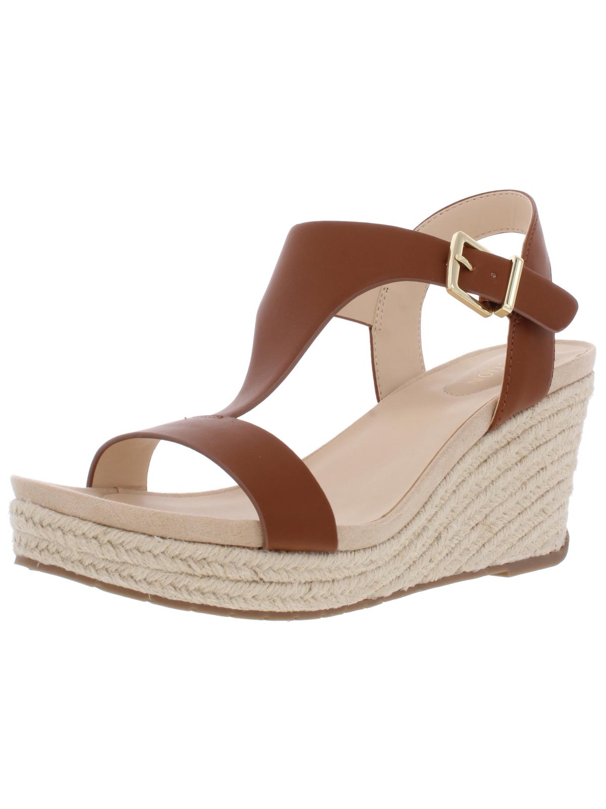 Kenneth Cole Reaction Womens Card Faux Leather T-Strap Espadrilles